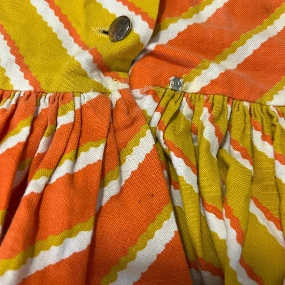 BOHEMIAN DRESS STRIPED ORANGE & YELLOW SLEEVELESS FIT FLAIR MIDI - Picture 10 of 11